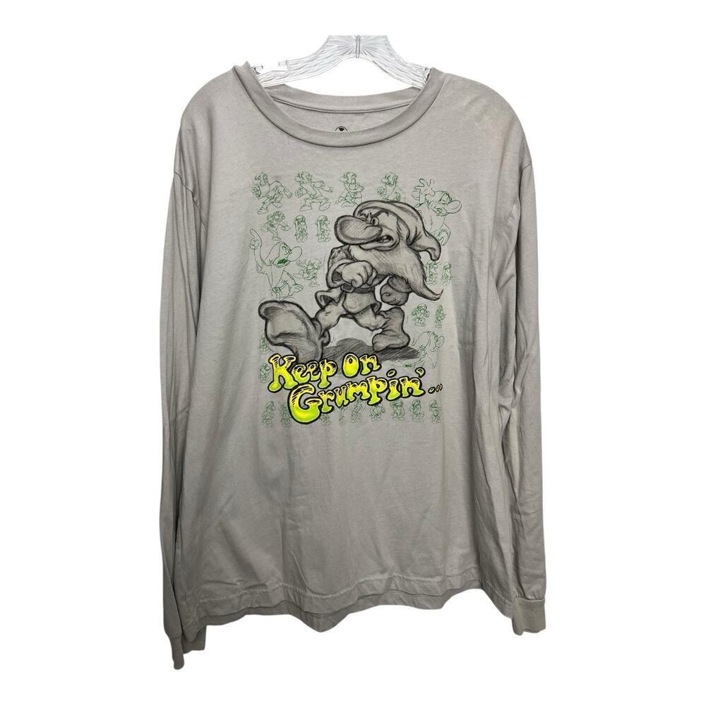 Disney Mens Gray Grumpy Keep On Grumpin’ Long Sleeve T-Shirt M